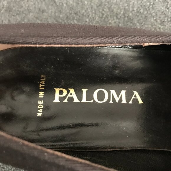 Paloma Made In Italy Women's 6.5B Brown Canvas Slip On Square Toe Pump Loafers - Picture 5 of 9